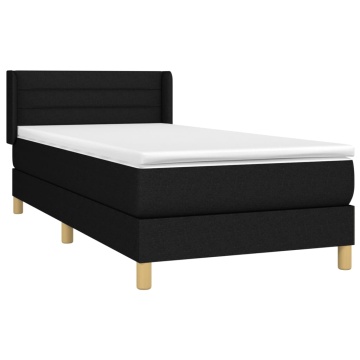 Pat box spring cu saltea, negru, 90x190 cm, textil - Img 3