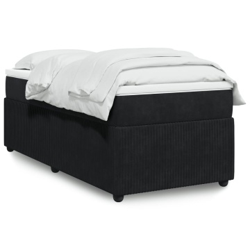 Pat box spring cu saltea, negru, 90x200 cm, catifea - Img 1