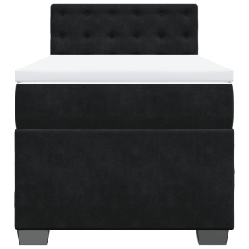 Pat box spring cu saltea, negru, 90x200 cm, catifea - Img 4