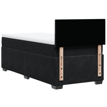 Pat box spring cu saltea, negru, 90x200 cm, catifea - Img 7