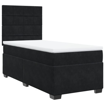 Pat box spring cu saltea, negru, 90x200 cm, catifea - Img 8