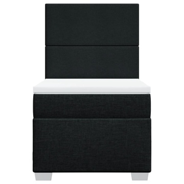 Pat box spring cu saltea, negru, 90x200 cm, textil - Img 4