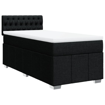 Pat box spring cu saltea, negru, 90x200 cm, textil - Img 3