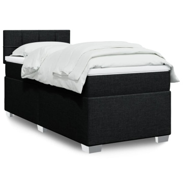 Pat box spring cu saltea, negru, 90x200 cm, textil - Img 1