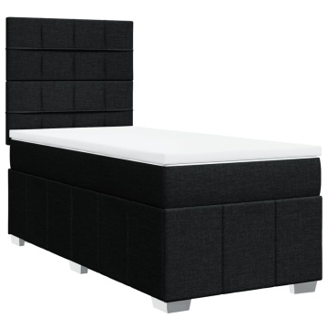 Pat box spring cu saltea, negru, 90x200 cm, textil - Img 3