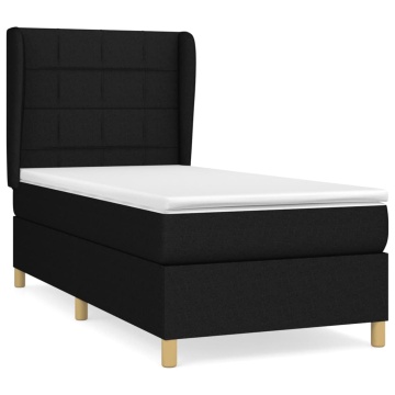 Pat box spring cu saltea, negru, 90x200 cm, textil - Img 2