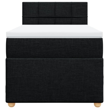 Pat box spring cu saltea, negru, 90x200 cm, textil - Img 4