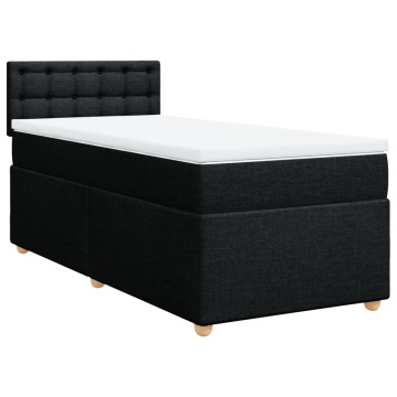 Pat box spring cu saltea, negru, 90x200 cm, textil - Img 2