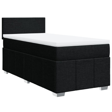 Pat box spring cu saltea, negru, 90x200 cm, textil - Img 3