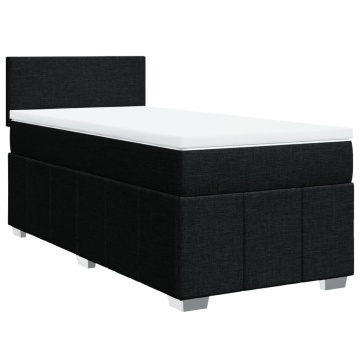 Pat box spring cu saltea, negru, 90x200 cm, textil - Img 2