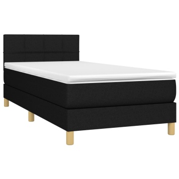 Pat box spring cu saltea, negru, 90x200 cm, textil - Img 3