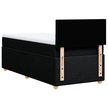 Pat box spring cu saltea, negru, 90x200 cm, textil - Img 7