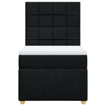 Pat box spring cu saltea, negru, 90x200 cm, textil - Img 5