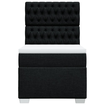 Pat box spring cu saltea, negru, 90x200 cm, textil - Img 5