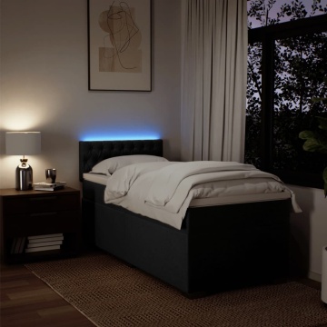 Pat box spring cu saltea, negru, 90x200 cm, textil - Img 8