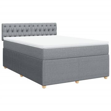 Pat continental cu saltea, gri deschis, 160x200 cm, textil - Img 3