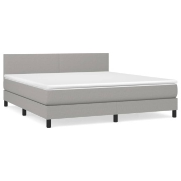 Pat continental cu saltea, gri deschis, 160x200 cm, textil - Img 2