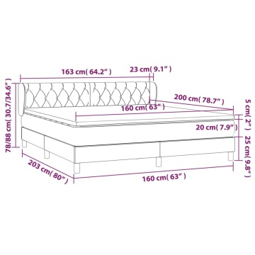 Pat continental cu saltea, gri închis, 160x200 cm, țesătură - Img 6