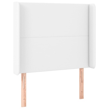 Pat continental cu saltea & LED, alb, 90x200 cm, piele eco - Img 6
