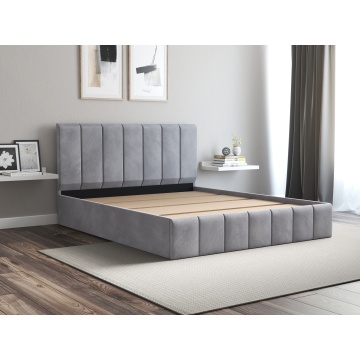 Pat Cozy cu saltea, 140x200 cm, gri deschis, suport saltea din PAL - Img 3