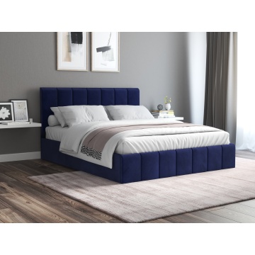 Pat Cozy cu saltea, 160x200 cm, albastru, suport saltea din PAL - Img 1