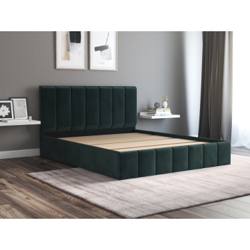 Pat Cozy cu saltea, 160x200 cm, verde, suport saltea din PAL - Img 3