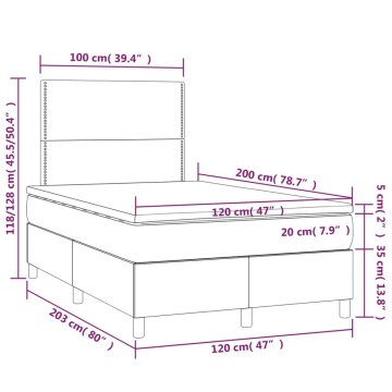 Pat cu arcuri, saltea și LED, negru, 120x200cm, piele ecologică - Img 7