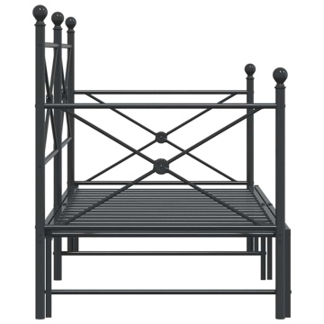 Pat de zi cu căuț fără saltea Negru 80x200 cm Oțel - Img 6