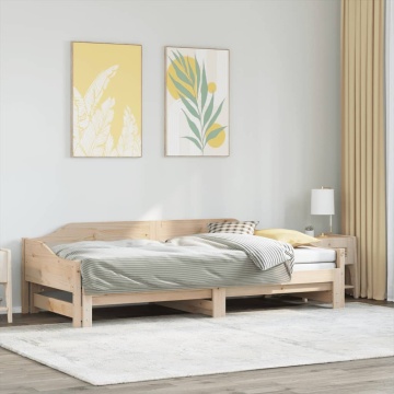 Pat de zi cu extensie, 90x190 cm, lemn masiv de pin - Img 1