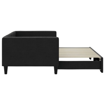 Pat de zi cu extensie, negru, 90x200 cm, textil - Img 4