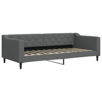 Pat de zi cu extensie și saltele, gri închis, 90x200 cm, textil - Img 4