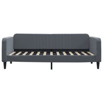 Pat de zi cu extensie și sertare gri închis 90x200 cm catifea - Img 6