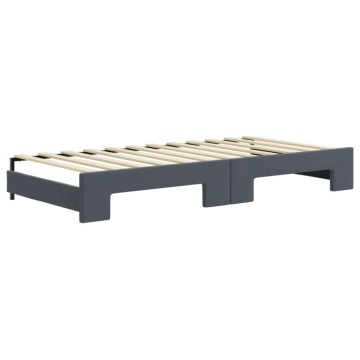 Pat de zi cu extensie și sertare gri închis 90x200 cm catifea - Img 8