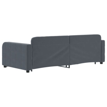Pat de zi cu extensie și sertare gri închis 90x200 cm catifea - Img 8