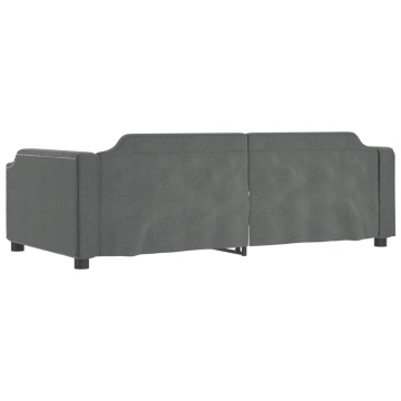 Pat de zi cu extensie și sertare, gri închis, 90x200 cm textil - Img 6