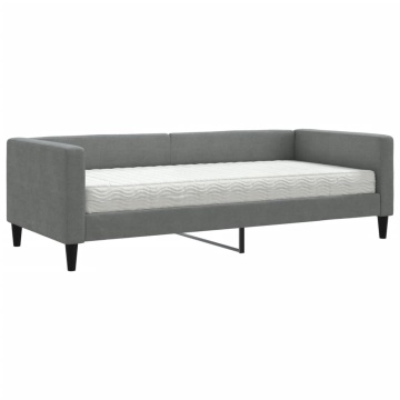 Pat de zi cu saltea, gri închis, 90x200 cm, textil - Img 2