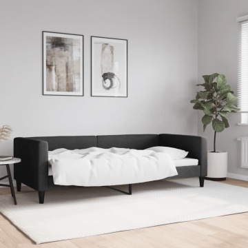 Pat de zi, negru, 90x200 cm, material textil - Img 1