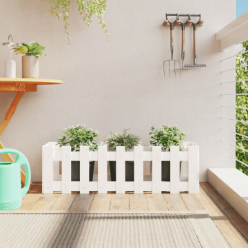 Pat înălțat grădină design gard alb 100x30x30cm lemn pin tratat - Img 1