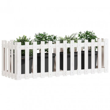 Pat înălțat grădină design gard alb 150x50x50cm lemn pin tratat - Img 3