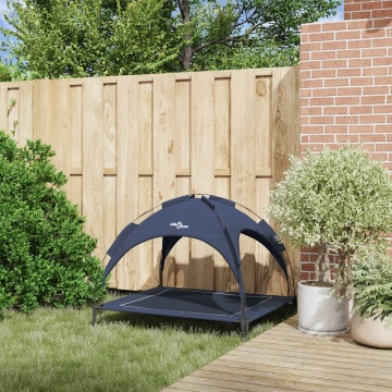 Pat ridicat pentru câini cu copertină detașabilă bleumarin XL metal - Img 3