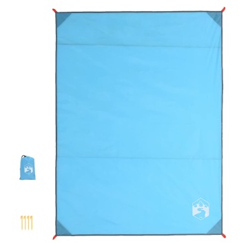 Pătură de picnic cu țăruși, albastru, 205x155 cm - Img 3