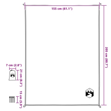 Pătură de picnic cu țăruși, albastru, 205x155 cm - Img 5