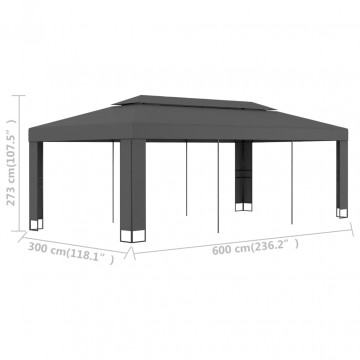 Pavilion cu acoperiș dublu, antracit, 3 x 6 m - Img 4