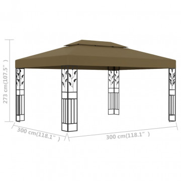 Pavilion cu acoperiș dublu, gri taupe, 3 x 4 m, 180 g/m² - Img 5