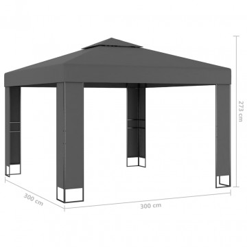 Pavilion cu acoperiș dublu & lumini LED, antracit, 3x3 m - Img 6