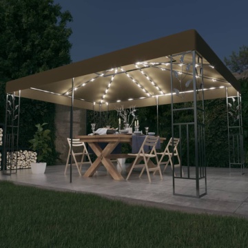 Pavilion cu acoperiș dublu & lumini LED, gri taupe, 3x4m - Img 1