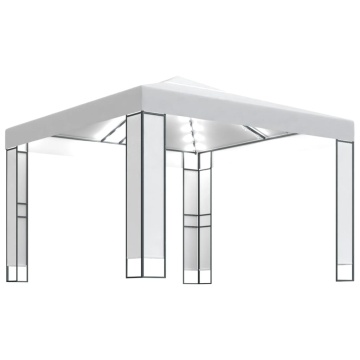 Pavilion cu acoperiș dublu & șiruri de lumini LED, alb, 3x3 m - Img 2