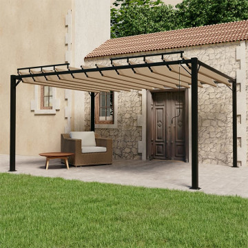 Pavilion cu acoperiș jaluzea gri taupe 3x4 m țesătură&aluminiu - Img 1
