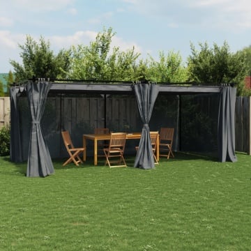 Pavilion cu draperii, antracit, 6x3 m, oțel - Img 1