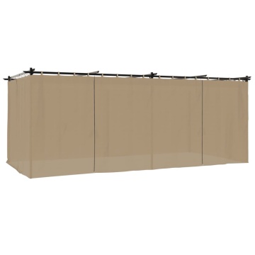Pavilion cu draperii, gri taupe, 6x3 m, oțel - Img 2